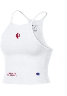 Womens Indiana Hoosiers White Champion Halter Crop Tank Top