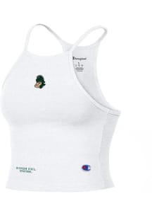 Womens Michigan State Spartans White Champion Halter Crop Tank Top