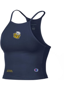 Womens Michigan Wolverines Navy Blue Champion Halter Crop Tank Top