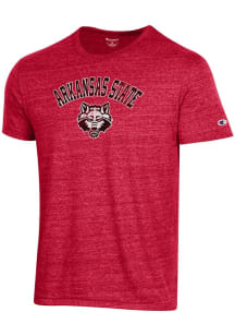 Champion Arkansas State Red Wolves Red Number One Design Triblend Short Sleeve Fashion T Shirt