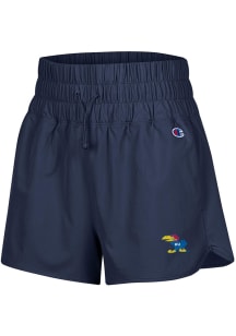 Champion Kansas Jayhawks Womens Navy Blue High Waist Shorts