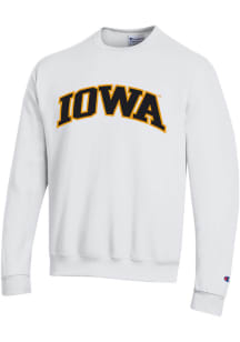 Mens Iowa Hawkeyes White Champion Arch Name Crew Sweatshirt