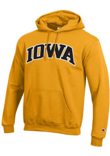 Mens Iowa Hawkeyes Gold Champion Arch Name Hooded Sweatshirt