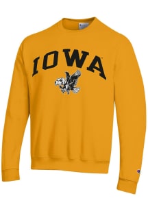 Champion Iowa Hawkeyes Mens Gold Vault Arch Mascot Long Sleeve Crew Sweatshirt