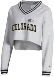 Champion Colorado Buffaloes Womens Grey Higher Ed Crop Crew Sweatshirt