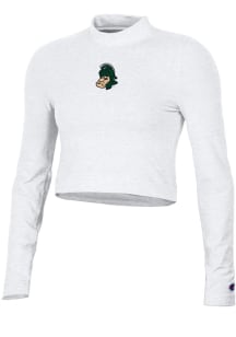 Champion Michigan State Spartans Womens White Mock Neck Crop LS Tee