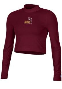 Champion Arizona State Sun Devils Womens Maroon Mock Neck Crop LS Tee