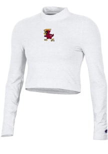 Champion Iowa State Cyclones Womens White Mock Neck Crop LS Tee