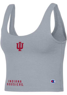 Womens Indiana Hoosiers Grey Champion Scoop Crop Tank Top