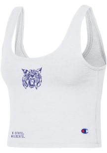 Womens K-State Wildcats White Champion Scoop Crop Tank Top