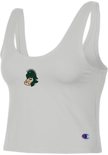 Womens Michigan State Spartans Grey Champion Scoop Crop Tank Top