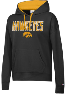 Womens Iowa Hawkeyes Black Champion Stadium Hooded Sweatshirt