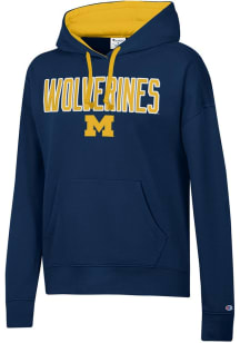 Womens Michigan Wolverines Navy Blue Champion Stadium Hooded Sweatshirt