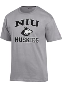 Champion Northern Illinois Huskies Grey Number 1 Design Short Sleeve T Shirt