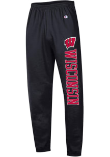 Champion Wisconsin Badgers Mens Black Closed Bottom Sweatpants