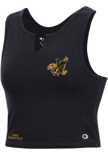 Womens Iowa Hawkeyes Black Champion V Notch Tank Top