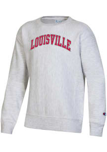 Champion Louisville Cardinals Youth Grey Arch Mascot Long Sleeve Crew Sweatshirt