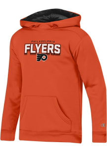 Champion Philadelphia Flyers Youth Orange Wordmark Mesh Long Sleeve Hoodie