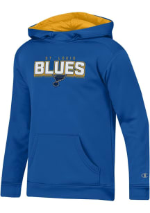 Champion St Louis Blues Youth Blue Wordmark Mesh Long Sleeve Hoodie