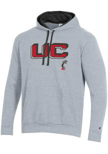 Mens Cincinnati Bearcats Grey Champion Stadium Fleece Hooded Sweatshirt