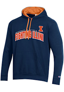 Champion Illinois Fighting Illini Mens Navy Blue Stadium Fleece Long Sleeve Hoodie