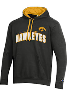 Champion Iowa Hawkeyes Mens Black Stadium Fleece Long Sleeve Hoodie