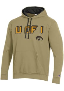 Mens Iowa Hawkeyes Tan Champion Stadium Fleece Hooded Sweatshirt