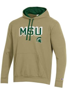 Champion Michigan State Spartans Mens Tan Stadium Fleece Long Sleeve Hoodie