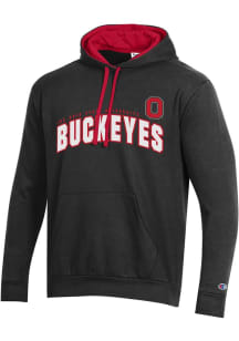 Mens Ohio State Buckeyes Black Champion Stadium Fleece Hooded Sweatshirt