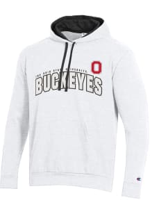 Mens Ohio State Buckeyes White Champion Stadium Fleece Hooded Sweatshirt