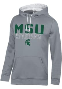 Mens Michigan State Spartans Charcoal Champion Stadium Fleece Mesh Lining Long Sleeve Hoodie