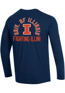 Mens Illinois Fighting Illini Navy Blue Champion Stadium Three Hits Tee