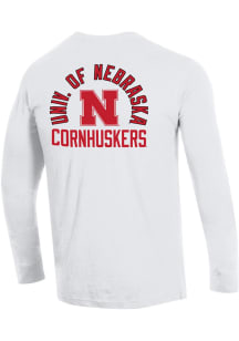 Mens Nebraska Cornhuskers White Champion Stadium Three Hits Tee