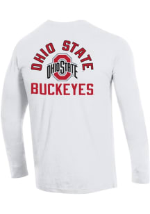 Mens Ohio State Buckeyes White Champion Stadium Three Hits Tee