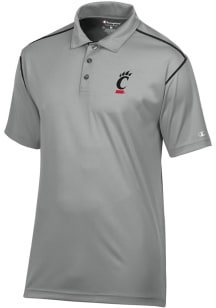 Mens Cincinnati Bearcats Grey Champion Stadium Contrast Short Sleeve Polo Shirt