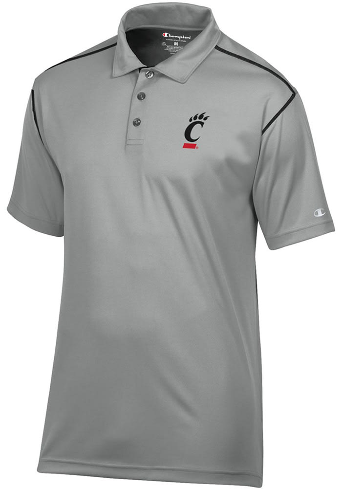 Champion Cincinnati Bearcats Mens Grey Stadium Contrast Short Sleeve Polo