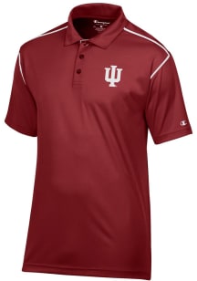 Mens Indiana Hoosiers Crimson Champion Stadium Contrast Short Sleeve Polo Shirt