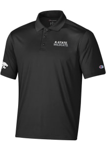 Mens K-State Wildcats Black Champion Stadium Essential Short Sleeve Polo Shirt