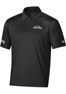 Champion TCU Horned Frogs Mens Black Stadium Essential Short Sleeve Polo