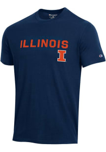 Illinois Fighting Illini Navy Blue Champion Stadium Shadow Short Sleeve T Shirt