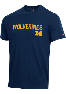 Michigan Wolverines Navy Blue Champion Stadium Shadow Short Sleeve T Shirt