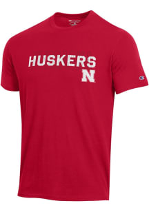 Nebraska Cornhuskers Red Champion Stadium Shadow Short Sleeve T Shirt