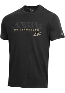 Purdue Boilermakers Black Champion Stadium Shadow Short Sleeve T Shirt