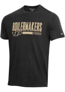 Purdue Boilermakers Black Champion Stadium Distressed Short Sleeve T Shirt