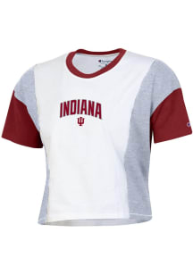 Indiana Hoosiers White Champion Crop Panel Short Sleeve T-Shirt