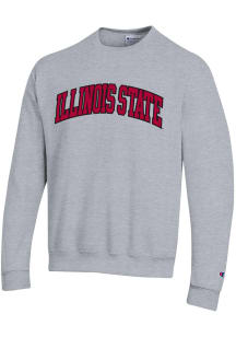 Champion Illinois State Redbirds Mens Grey PowerBlend Twill Long Sleeve Crew Sweatshirt