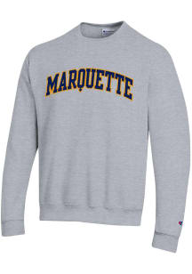 Champion Marquette Golden Eagles Mens Grey PowerBlend Twill Long Sleeve Crew Sweatshirt
