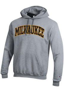 Champion Wisconsin-Milwaukee Panthers Mens Grey PowerBlend Twill Long Sleeve Hoodie