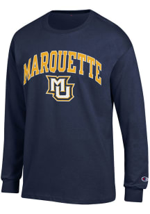 Champion Marquette Golden Eagles Navy Blue Arch Mascot Long Sleeve T Shirt