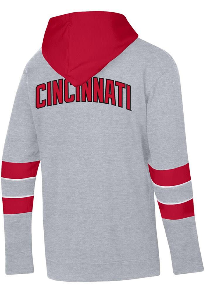 Champion Cincinnati Bearcats Mens Red Super Fan Colorblocked Arch Name Long Sleeve Hoodie